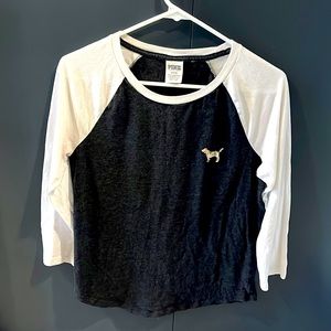 Women’s Pink Baseball Long Sleeve Shirt. With Gold Bedazzle on front and back M